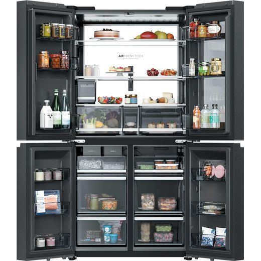 Haier Horizon American Fridge Freezer - Obsidian Steel - Doors open